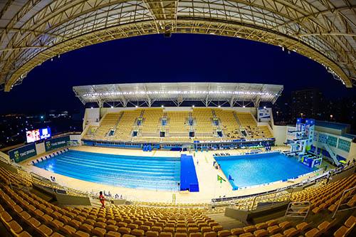 Com duas piscinas e plataformas de saltos, o complexo passou por pequenas modificações para as Olimpíadas / Foto: Buda Mendes/Getty Images